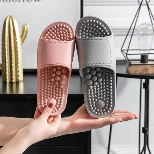 Summer Couples Bathroom Massage Slippers Womens Bathe Non-Slip Slides Home Men Reflexology Shoes Indoor Floor Flat Flip Flops