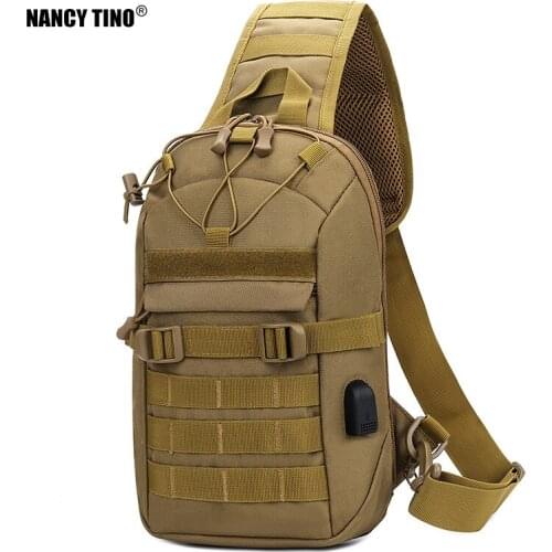 NANCY TINO USB Charging Chest Bag Military Tactical Army Shoulder Sling Fishing Camping Hiking Bag Travel Duffle Mochila Outdoor
