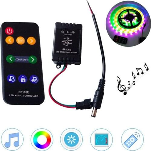 SP106E LED Music Controller 9keys DC5V-12V WS2811 /WS2812B /6812 /1903/6803 Magic LED tape digital colorful music controller