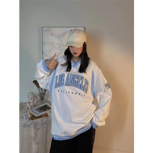 Autumn 2021 Sweatshirt Pullover Top Harajuku Style Oversized Sweatshirt Hoodie Jacket Retro College Casual Womens Top Hoodies