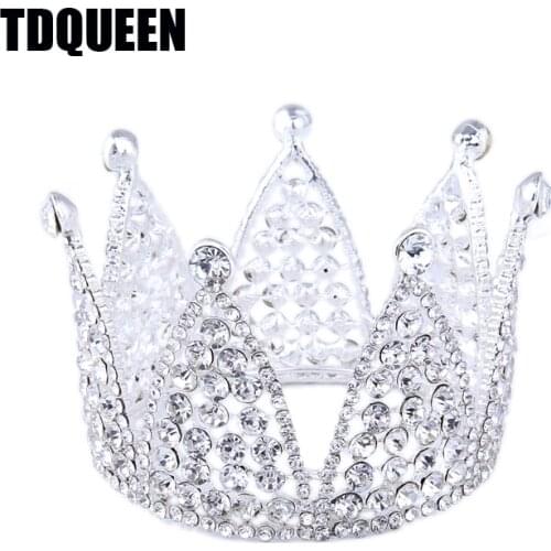 TDQUEEN Tiaras and Crowns Silver Plated Big Size Full Round Crystal Rhinestone Bridal Wedding Crown for Women
