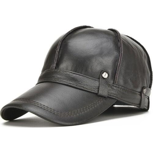 2017 Spring Male Genuine Leather Eagle Print 56-60CM Black/Brown Baseball Caps for Man Casual Street Glof Gorras Dad Hat B-7126