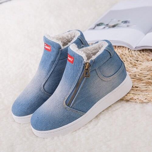 Women Ankle Boots 2021 Winter Boots Women Denim Jeans Boots Women Snow Boots Winter Shoes Big Size 35-44