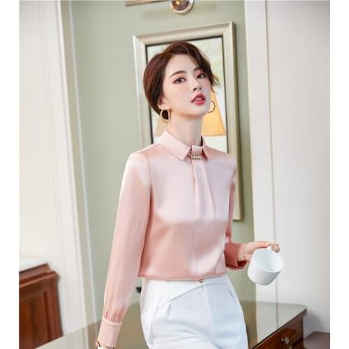 Long Sleeve Formal OL Styles Blouses Shirts Elegant Pink for Women Business Work Wear Female Tops Clothes Blusas Blouse S-5XL