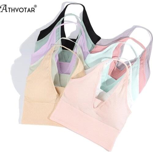 ATHVOTAR Women V-Neck Tube Top Sexy Halter Summer Crop Top Fashion Streetwear Backless Bra Top 2021