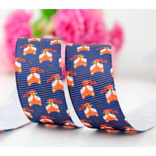 10 yards New design animal printing webbing 22mm cute cartoon foxs printed grosgrain polyester ribbon garment for decoration