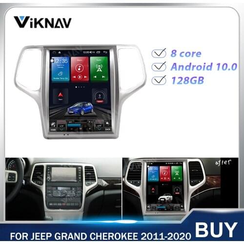 128G Android Vertical Touch Screen Car radio GPS Navigation For Jeep Grand Cherokee 2011-2020 Car Multimedia Player Heat Unit