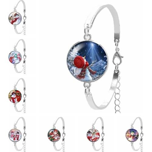 2020 New Cartoon Anime Girl Bracelet 20mm Glass Convex Round Winter Snowman Child Ladies Bracelet Jewelry