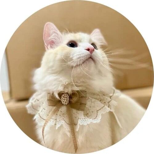 2021 Cat Handmade Bow with diamond Bib Tie Pet Accessories Lace Dog Necklace Dogs Festival Bow Tie