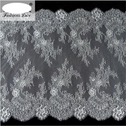 3Metersx 60CM Factory direct sale black and white new lace eyelash lace wedding dress lace lace fabric LB0042