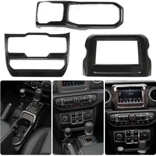 3Pc/Set Central Dashboard Decoration Panel Frame Cover for Jeep Wrangler JL 2018
