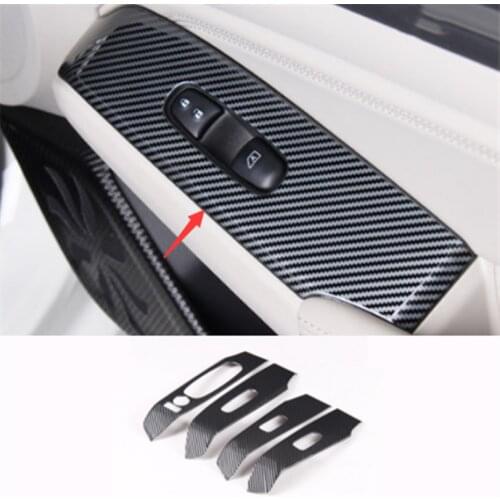 Fit For Nissan Teana Altima 2019 Carbon Fiber style Window Switch Panel Cover Tirm 4pcs