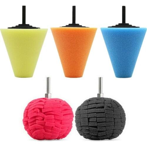 5pcs/set Polishing Sponges Pad Cleaning Car Tyres Wheel Hubs Door Handle Polishing Machine Cone-shape Steel Ring Polisher Disk
