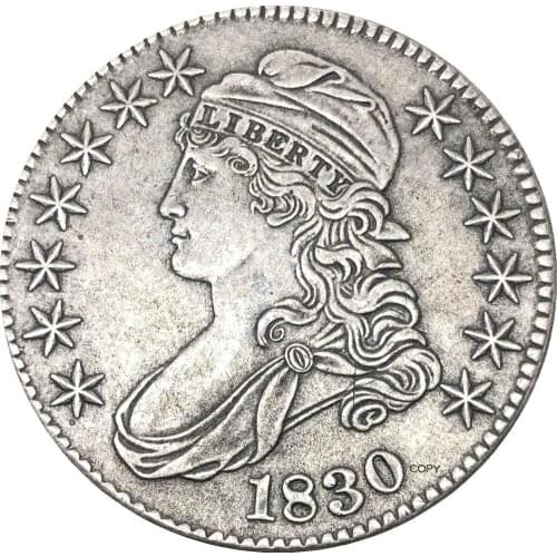United States 50 Cents ½ Dollar Liberty Eagle Capped Bust Half Dollar 1830 Cupronickel Plated Silver Copy Coin