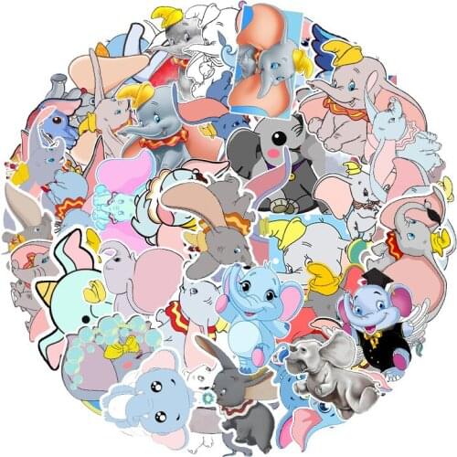 50 Pcs/set Disney dumbo Stickers Cartoon Anime Big ear elephant Multifunctional Stick Notebook Graffiti Waterproof Sticker