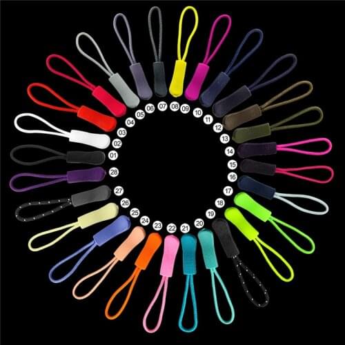 500 pieces/lot Zipper Slider Puller Detachable Luggage Backpack Clip Slider Cord For Clothes Bags Garment Accessory 28 colors