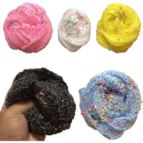 60ml Rainbow Fluffy Candy Granule Slime DIY Crunchy Foam Balls Glue Slime For Kids Antistress Toys Charm Butter Slime For Gift