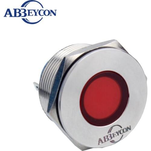 Abbeycon 28mm Diameter Dot Point Lit Led Illuminated Light Indicator Flat Head Pin Terminal Anti-Vandal Big Indicator Lamp Light