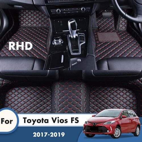RHD Car Floor Mats For Toyota Vios FS 2019 2018 2017 Waterproof Leather Carpet Custom Styling Foot Pads Car Accessories Interior