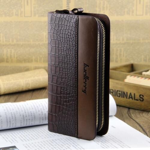 Baellerry Crocodile Pattern Long Wallet Double Zip Men wallets Coin Purse Card Holder Mens Clutch Bags 50PCS/lot