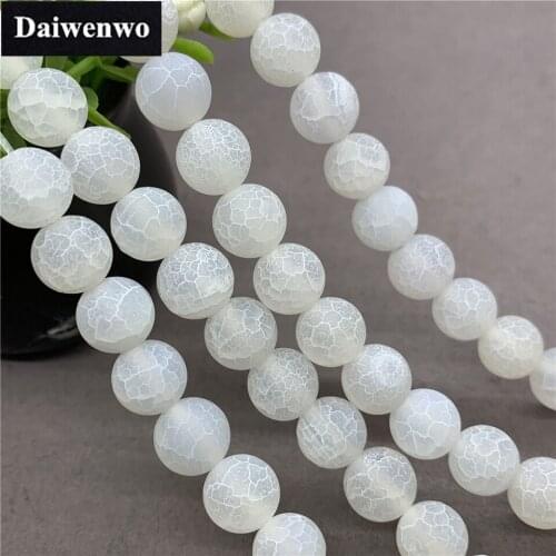 White Weathering Agate Beads 4-12mm Round Natural Loose White Stone Bead Diy Bracelet