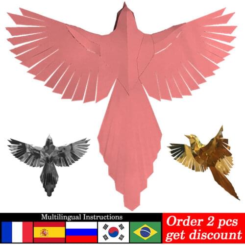Large Size Pink Magpie Bird Animal Decor Home Decoration Paper Model,Low Poly 3D Papercraft,Handmade DIY Adult Craft Toy RTY197
