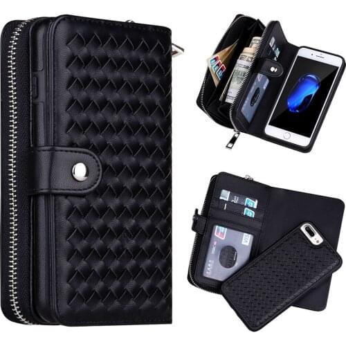 Weaving Wallet Zipper Purse Phone bag for iPhone XS Max XR X 6 6S 7 8 Plus 12 11 pro Max 12mini with Card Slot Case Cover