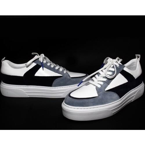 Handmade Designer Suede Sneakers with Lightweight EVA Soles, Sky Blue Dark Blue White, Fashion Sport Footwear, 2021 Collection