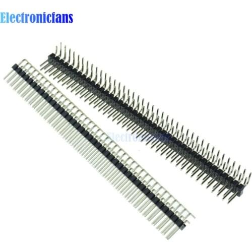 5PCS 2.54mm 2 x 40 Pin Male Double Row Right Angle Pin Header Strip