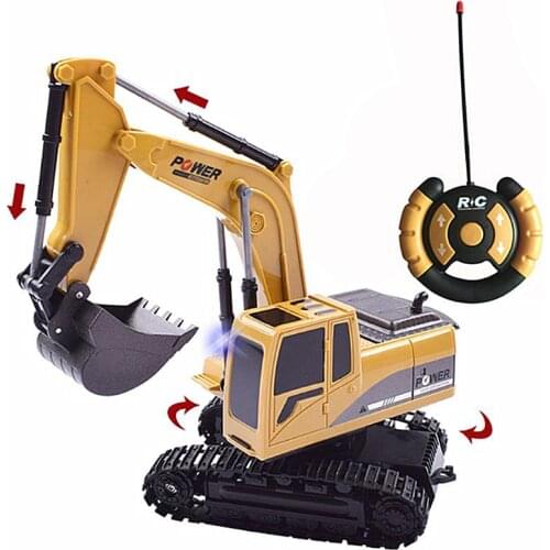 1:24 Alloy Excavator Toy RC Kids Crane Machine Electric Car Wireless Engineering Vehicle Remote Control Car Toy for Boys Gifts