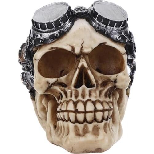 Halloween Scary Skull Statue Sculpture Doll Haunted House Escape Horror Props Decorations,Human Head Resin Replica Medical Model