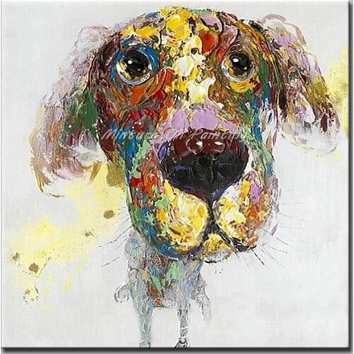 Mintura Hand Painted Dog Animals Oil Paintings on Canvas Modern Abstract Pop Art Wall Art Pictures For Living Room Home Decor