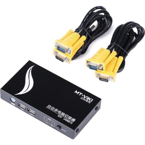 MT-271UK-L 2 Port USB PS/2 KVM Auto Switcher, Button or Hotkey to switch PC Wide Screen, with Cables