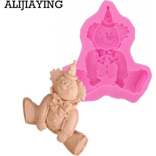 M0083 3D Clown Silicone Mold Fondant Cake Decorating Tools Kitchen Baking Chocolate Mold