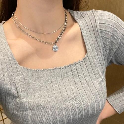 Fashion Double Necklace Personality Creative Alloy Metal Choker Splicing Beauty Pendant Collarbone Chain Female Jewelry Gift