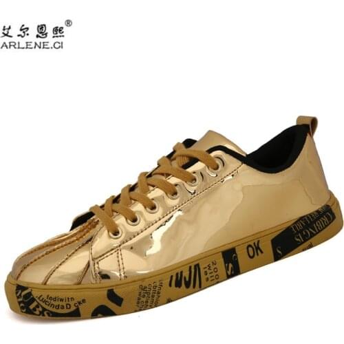 Men Skateboarding Shoes 2018 Hot Sale Male Gym Sports Shoes Men Sneakers Fitness Street Flats Trainers Shiny Gold Plus Size 46