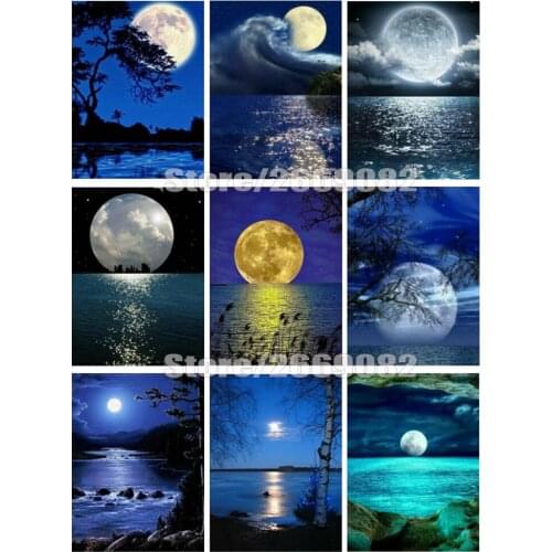 Diy Diamond Painting Moon Farmhouse Home Decor Mosaic Sea Cross Stitch Embroidery Water Diamond Art Christmas gifts TT1669