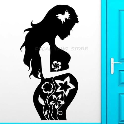 Wall Stickers Mom Birth Child Baby Maternity Infant Room Family Interior Decor Vinyl Wall Decal Art Butterfly Flowers Mural 1483