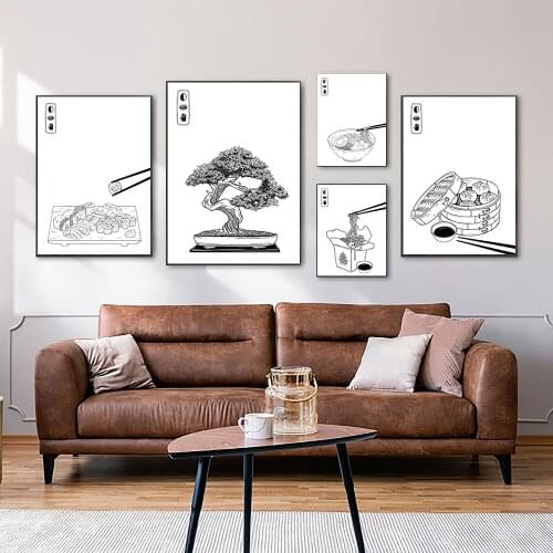 Japanese Food Wall Art Prints Dumplings Poster Canvas Painting Minimalist Kitchen Picture For Living Room Sushi Ramen Home Decor