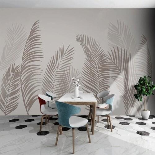 Custom Any Size Mural Wallpaper Nordic Modern Abstract Creative Hand-painted Art Leaves Light Luxury Living Room Bedroom Fresco