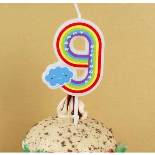 New 1pc Birthday number candles colorful rainbow number happy birthday cake candles baking decoration scene candles