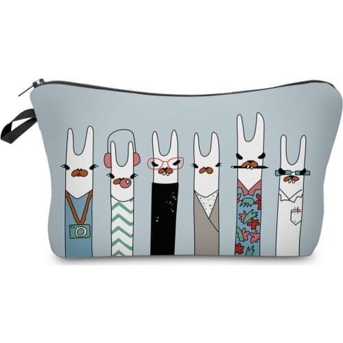 New Fashion Cosmetic Bags For Women Lady Waterproof Alpaca Lovely Animal Pattern Organizer Travel Daily Makeup High Quality