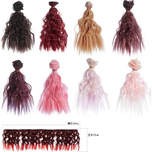 15x100CM Doll Wigs High Temperature Fiber Colorful 1/3 1/4 1/6 BJD SD Doll Accessories Fashion Curly Wavy Doll DIY Wigs