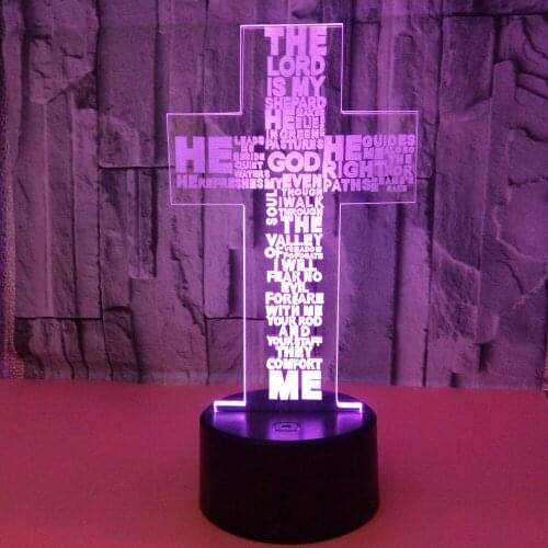 Cross 3d Lamp 7 color Touch Led Visual Night Table Lamps For Living Room Customization Manufacturer Direct Selling Lighting