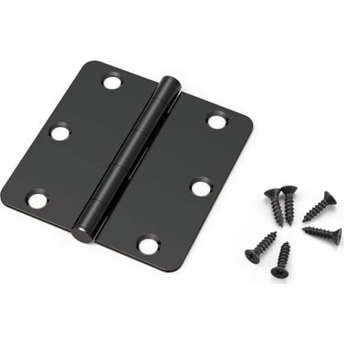 1 Pack Matte Black Door Hinges, 3.5" X 3.5" Interior Door Hinges with 1/4" Radius in Black