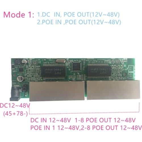 Reverse power Buck poe switch POE IN/OUT 5V12V24V48V 100mbps 802.3AT/AF 45+78- DC5V~48V long distance series Force POE48V12V24V
