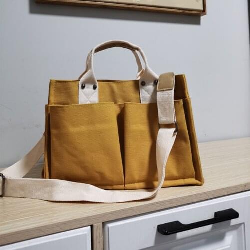 Casual Canvas Women Handbags Designer Multi-pocket Crossbody Bags Wide Strap Lady Shoulder Bag Large Capacity Tote Purses 2021