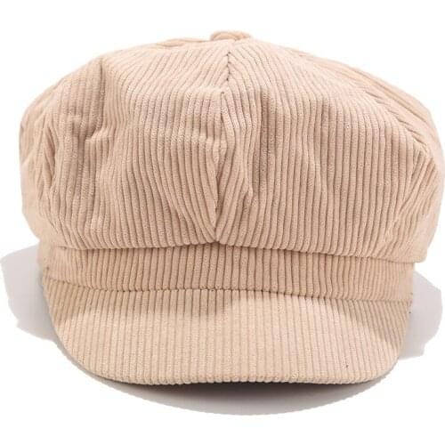 Retro Art Octagonal Hat for Women Autumn Winter Casual Plaid Artist British Style Berets Woolen Woman Hats