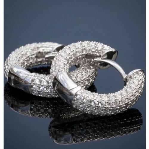 Luxury Full Zircon Silver/Gold/Rose Gold Color Hoop Earrings For Women Female Jewelry Wedding Party Accessories Valentine Gifts