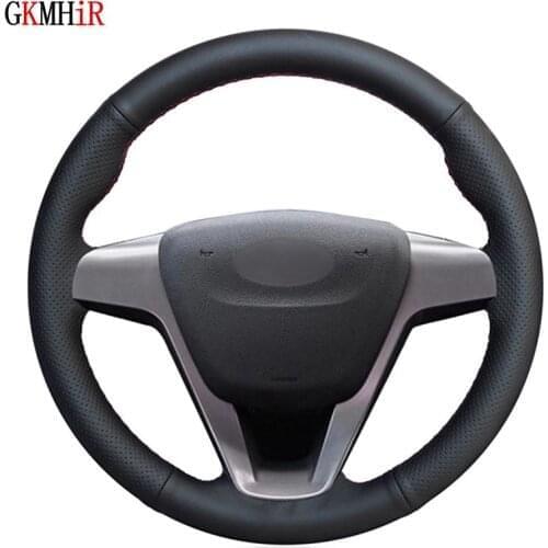 Hand-stitched Black Artificial Leather Car Steering Wheel Cover For Lada Xray 2015-2019 Vesta 2015 2016 2017 2018 2019